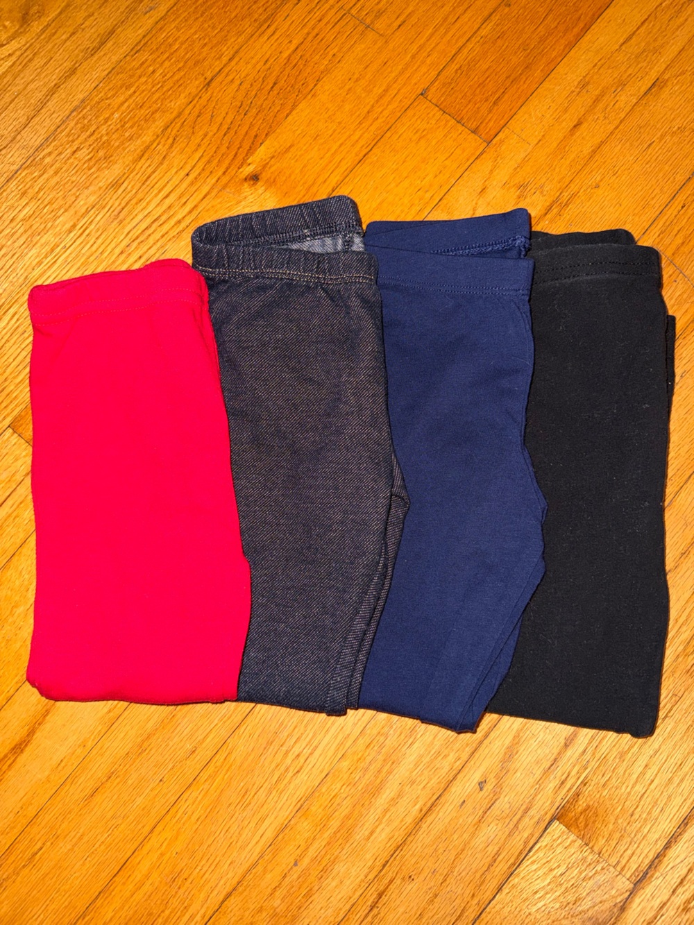4x Kids Stretch Leggings Bottoms - Black, Navy, Denim, Red - Size 4T